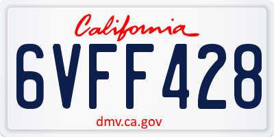 CA license plate 6VFF428