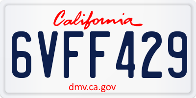 CA license plate 6VFF429