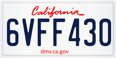CA license plate 6VFF430