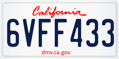 CA license plate 6VFF433
