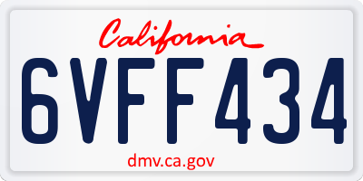 CA license plate 6VFF434