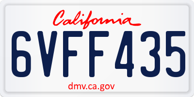 CA license plate 6VFF435