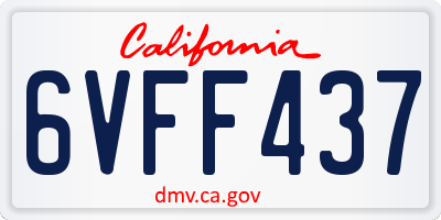 CA license plate 6VFF437