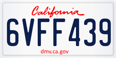 CA license plate 6VFF439
