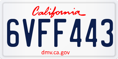 CA license plate 6VFF443