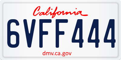 CA license plate 6VFF444