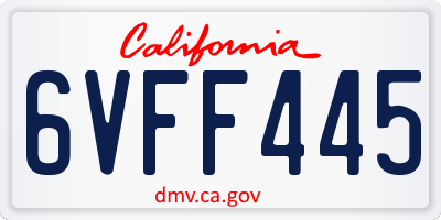 CA license plate 6VFF445