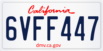 CA license plate 6VFF447