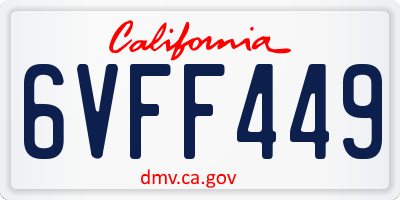 CA license plate 6VFF449
