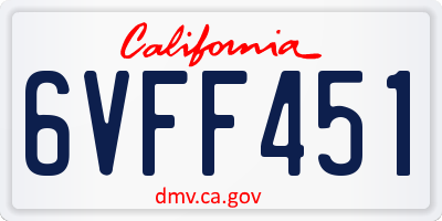 CA license plate 6VFF451
