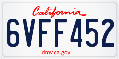 CA license plate 6VFF452