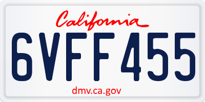 CA license plate 6VFF455