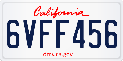 CA license plate 6VFF456