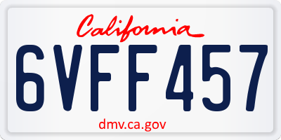 CA license plate 6VFF457