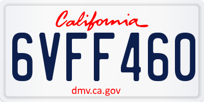 CA license plate 6VFF460