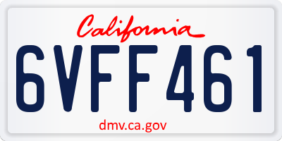CA license plate 6VFF461
