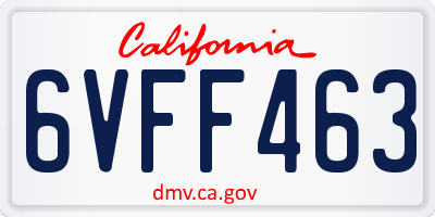 CA license plate 6VFF463