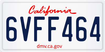 CA license plate 6VFF464