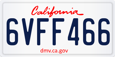 CA license plate 6VFF466