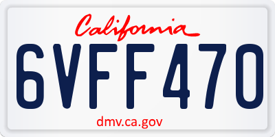 CA license plate 6VFF470