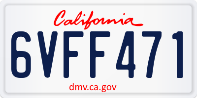 CA license plate 6VFF471