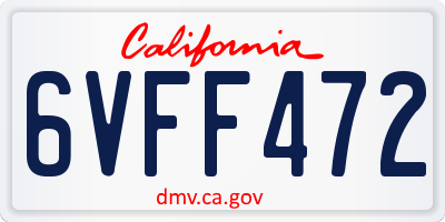 CA license plate 6VFF472