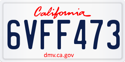 CA license plate 6VFF473