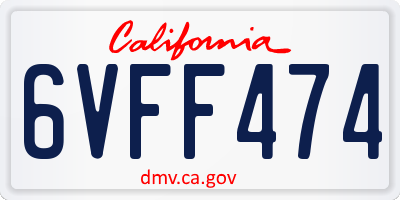 CA license plate 6VFF474
