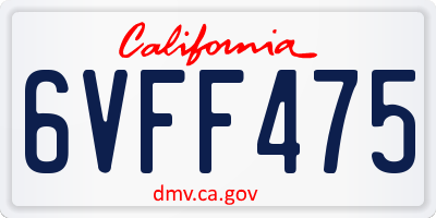 CA license plate 6VFF475