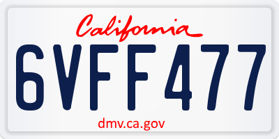 CA license plate 6VFF477