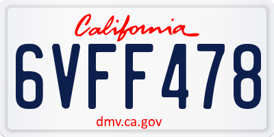 CA license plate 6VFF478