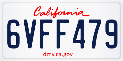 CA license plate 6VFF479