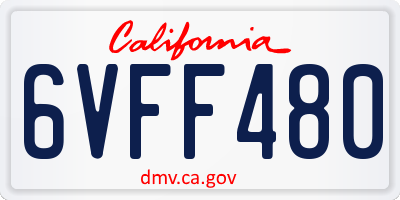 CA license plate 6VFF480