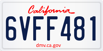 CA license plate 6VFF481