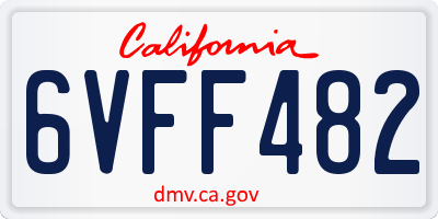 CA license plate 6VFF482