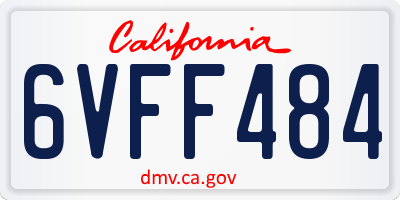 CA license plate 6VFF484