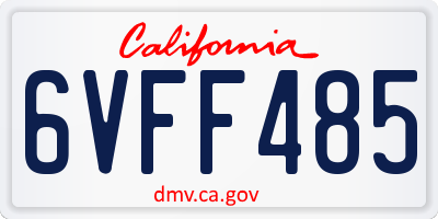 CA license plate 6VFF485