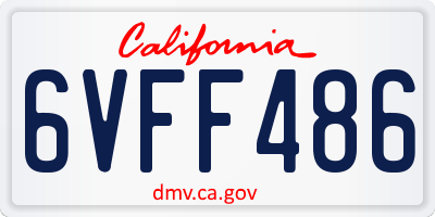 CA license plate 6VFF486
