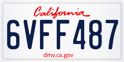 CA license plate 6VFF487