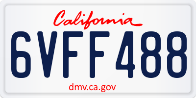 CA license plate 6VFF488