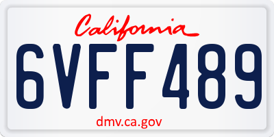 CA license plate 6VFF489