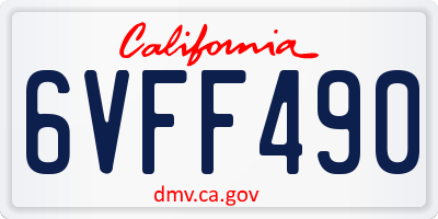 CA license plate 6VFF490