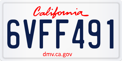 CA license plate 6VFF491