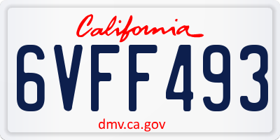 CA license plate 6VFF493