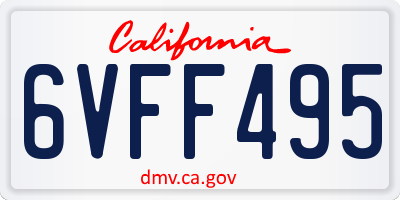 CA license plate 6VFF495