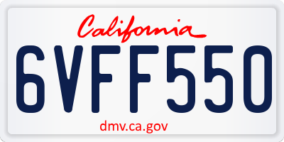 CA license plate 6VFF550