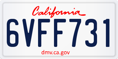 CA license plate 6VFF731