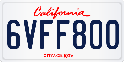 CA license plate 6VFF800