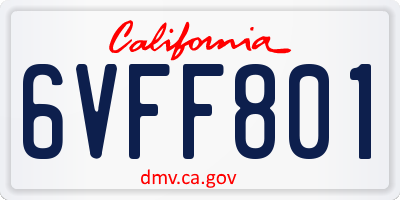 CA license plate 6VFF801