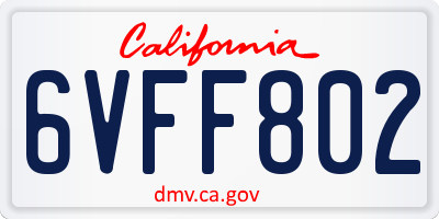 CA license plate 6VFF802